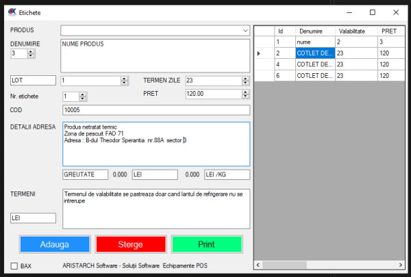 Software Etichete etichete producator